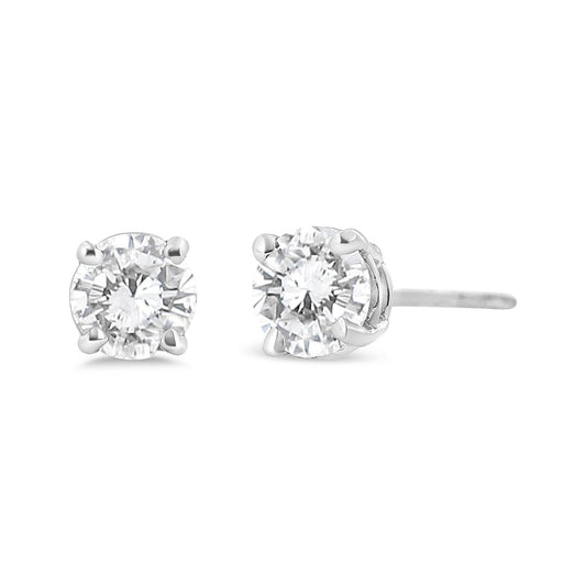 14K White Gold 3/4 Cttw Lab Grown Diamond 4-Prong Classic Stud Earrings (F-G Color, VS2-SI1 Clarity) - Bijoux-NYC Direct