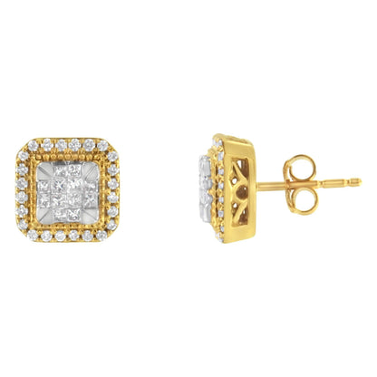 10KT Yellow Gold Diamond Stud Earrings (1/2 cttw, H-I Color, SI2-I1 Clarity) - Bijoux-NYC Direct