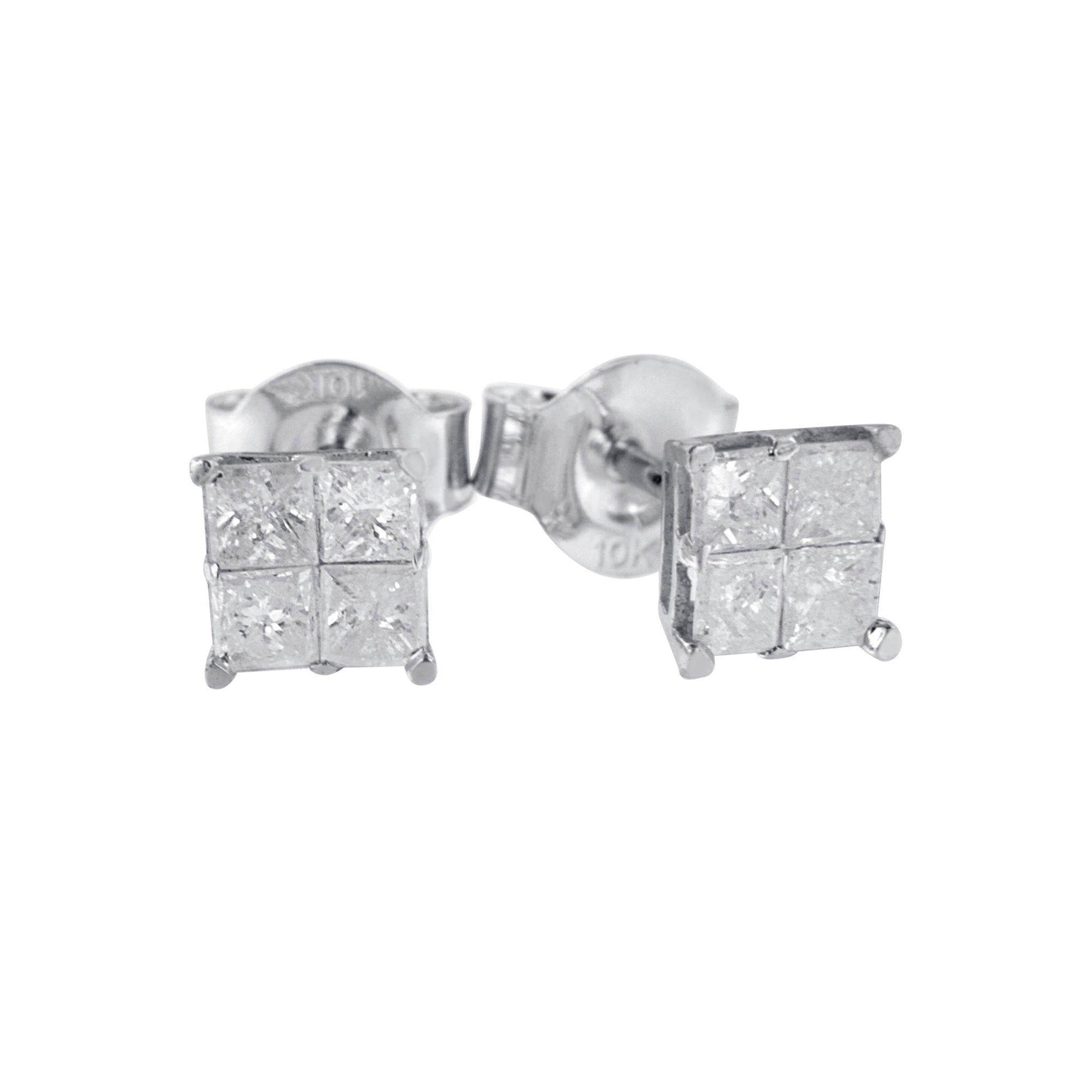 10k White Gold Diamond Stud Earrings (0.60 cttw, I-J Color, I2-I3 Clarity) - Bijoux-NYC Direct