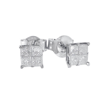 10k White Gold Diamond Stud Earrings (0.60 cttw, I-J Color, I2-I3 Clarity) - Bijoux-NYC Direct