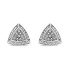 Triangular diamond earrings on a white background