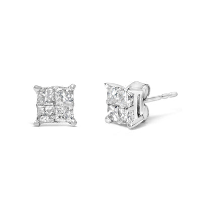 10K White Gold Diamond Stud Earrings (3/4 cttw, H-I Color, SI2-I1 Clarity) - Bijoux-NYC Direct