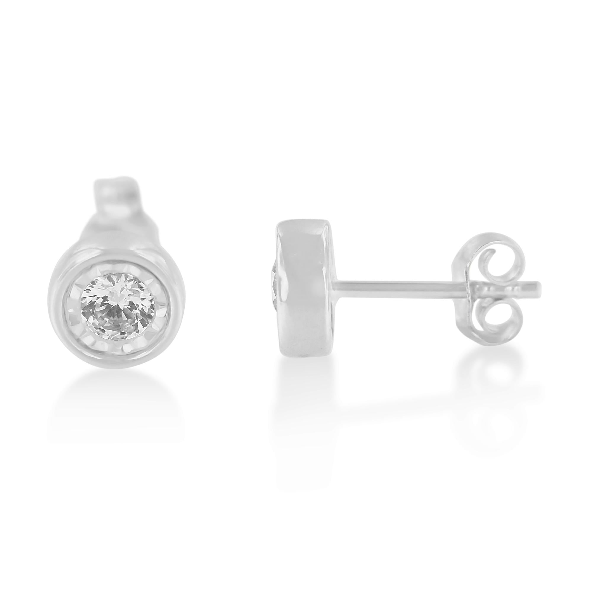 10K White Gold Diamond Floral Stud Earrings (3/8 cttw, I-J Color, I2-I3 Clarity) - Bijoux-NYC Direct