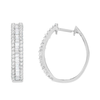 10K White Gold Diamond Hoop Earrings (3/4 cttw, I-J Color, I2-I3 Clarity) - Bijoux-NYC Direct