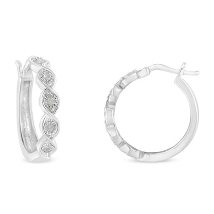 .925 Sterling Silver 1/10 Cttw Miracle-Set Diamond Infinity Swirl Hoop Earrings (I-J Color, I3 Clarity) - Bijoux-NYC Direct