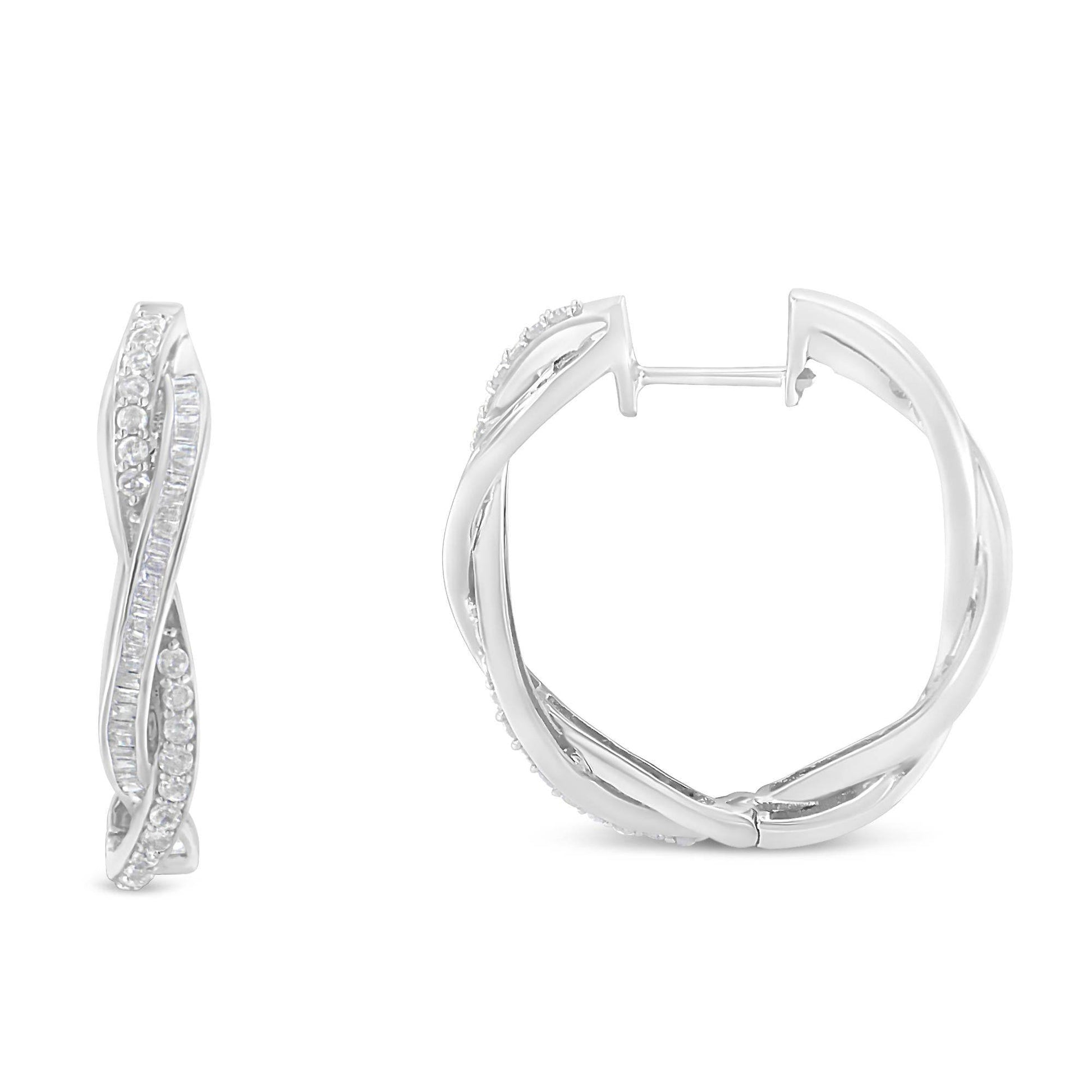 Sterling-Silver Diamond Hoop Earring (0.75 cttw, I-J Color, I2-I3 Clarity) - Bijoux-NYC Direct