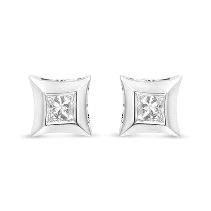 10K White Gold 1/3 Cttw Invisible Set Style Princess-Cut Diamond Stud Earrings (H-I Color, SI2-I1 Clarity) - Bijoux-NYC Direct