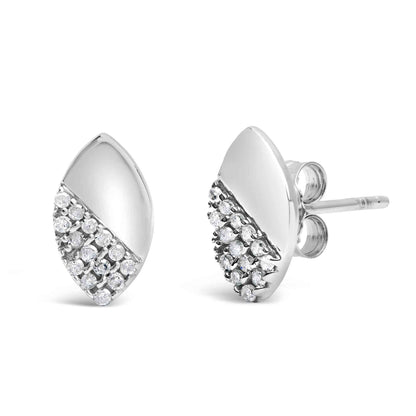 925 Sterling Silver 1/6 Cttw Diamond and Mirror Polish Pear Shape Stud Earrings (I-J Color, I2-I3 Clarity) - Bijoux-NYC Direct