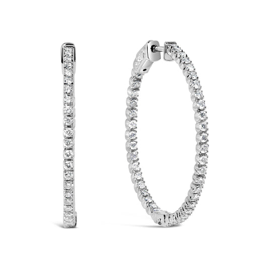 14K White Gold 1 1/2 Cttw Lab Grown Diamond Inside Out Hoop Earrings (G-H Color, VS2-SI1 Clarity) - Bijoux-NYC Direct