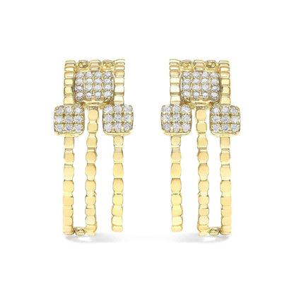 14K Yellow Gold Plated .925 Sterling Silver 1/4 Cttw Diamond Multi-Dimensional Link Dangle Stud Earrings (H-I Color, I1-I2 Clarity) - Bijoux-NYC Direct