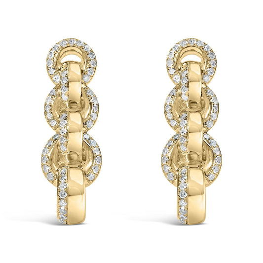 14K Yellow Gold Plated .925 Sterling Silver 3/4 Cttw Diamond Chain Link Drop Earrings (H-I Color, I1-I2 Clarity) - Bijoux-NYC Direct