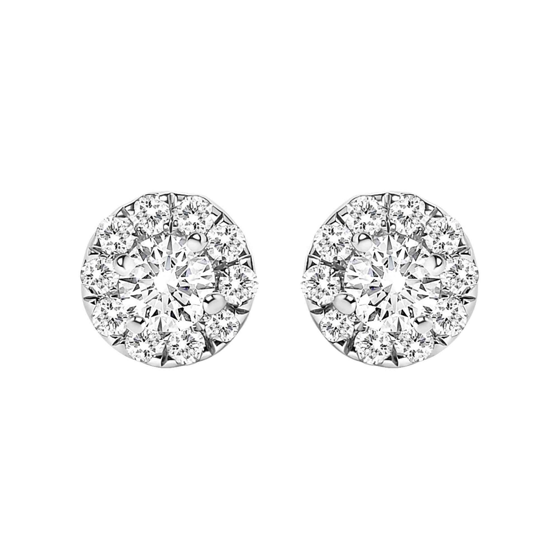 14K White Gold 1/3 Cttw Lab-Grown Diamond Halo Stud Earring (F-G Color, VS1-VS2 Clarity) - Bijoux-NYC Direct