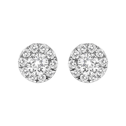 14K White Gold 1/3 Cttw Lab-Grown Diamond Halo Stud Earring (F-G Color, VS1-VS2 Clarity) - Bijoux-NYC Direct