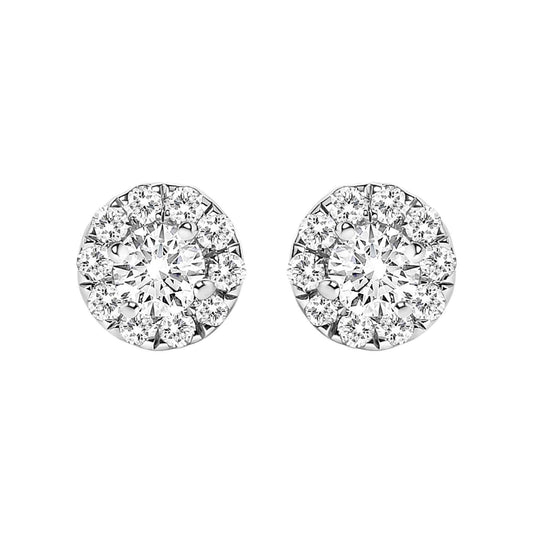 14K White Gold 1/3 Cttw Lab-Grown Diamond Halo Stud Earring (F-G Color, VS1-VS2 Clarity) - Bijoux-NYC Direct