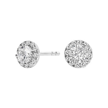 14K White Gold 1/2 Cttw Lab-Grown Diamond Halo Stud Earring (F-G Color, VS1-VS2 Clarity) - Bijoux-NYC Direct