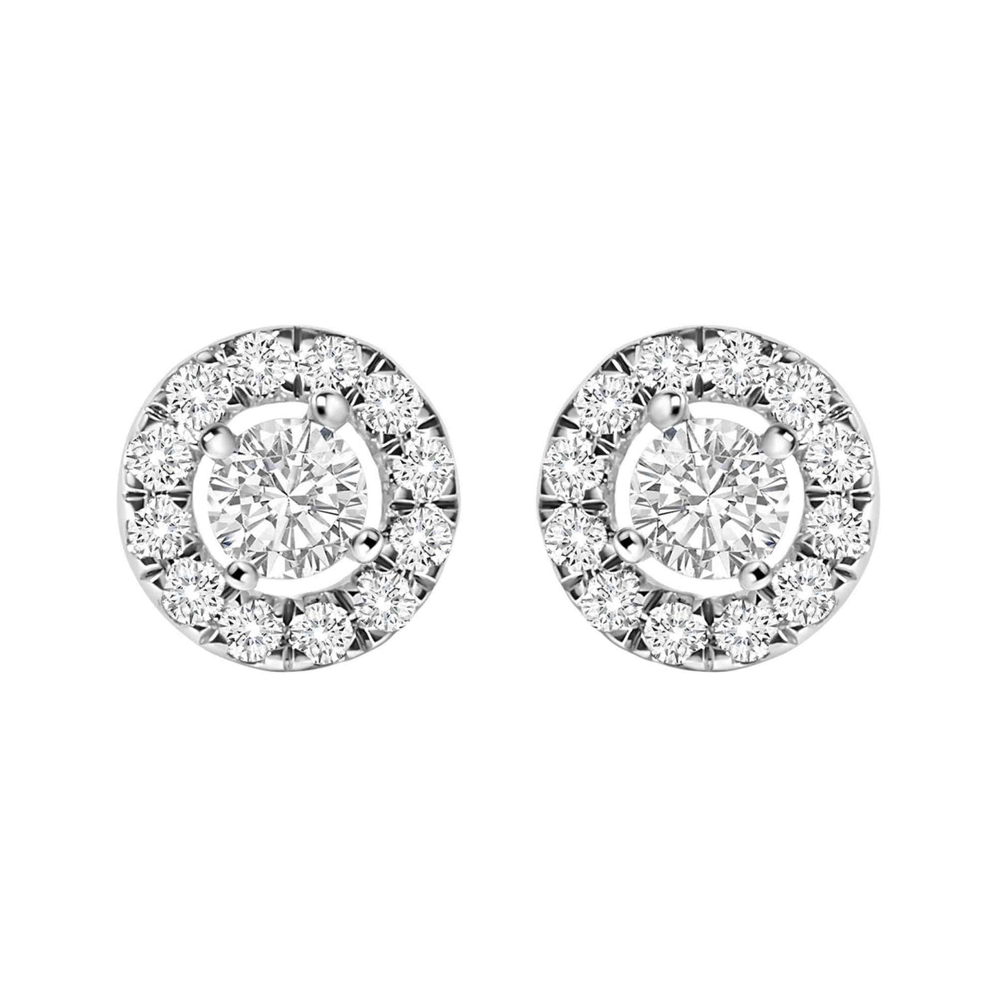 14K White Gold 3/4 Cttw Lab-Grown Diamond Floating Halo Stud Earring (F-G Color, VS1-VS2 Clarity) - Bijoux-NYC Direct