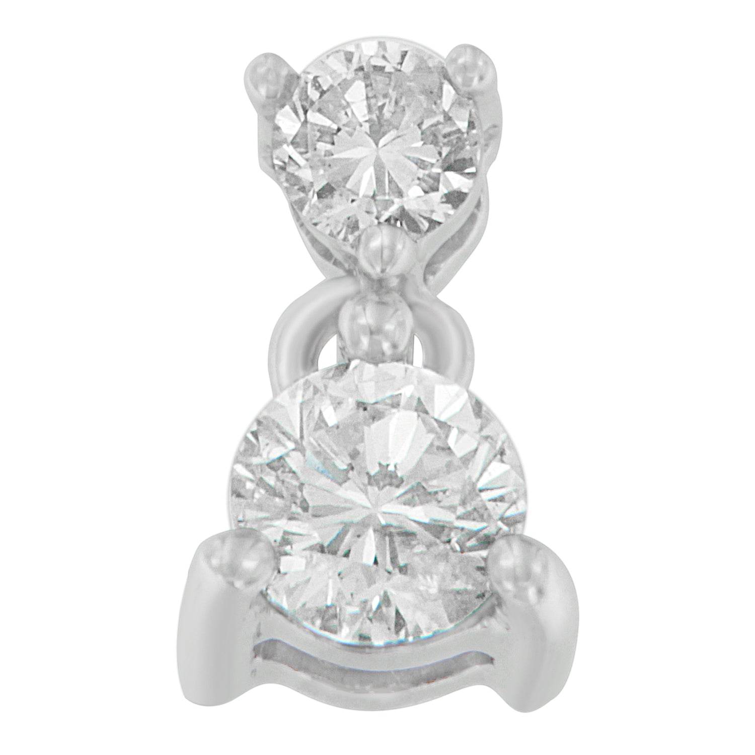 14K White Gold 1/2 cttw Round Cut Diamond Pendant Necklace (I-J, I1-I2) - Bijoux-NYC Direct