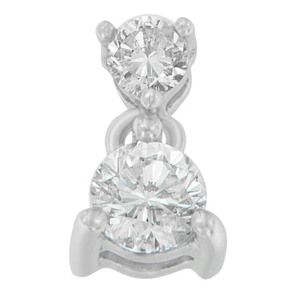 14K White Gold 1/2 cttw Round Cut Diamond Pendant Necklace (I-J, I1-I2) - Bijoux-NYC Direct