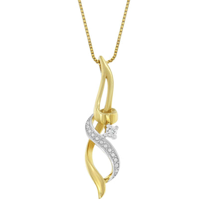 Espira 10K Yellow Gold 1/20 cttw Round Cut Diamond Accent Swirl Pendant Necklace (H-I, I1-I2) - Bijoux-NYC Direct