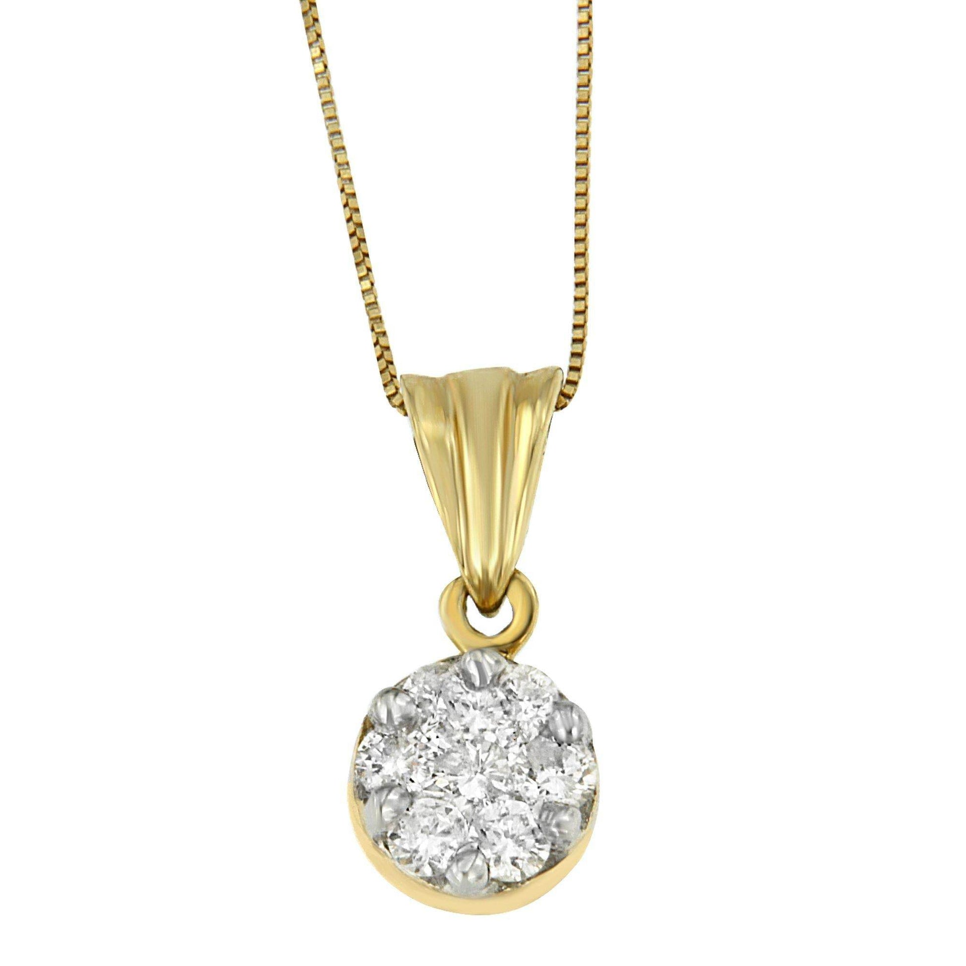 14K Yellow Gold 1/2 cttw Round Cut Diamond Circle Pendant Necklace (H-I, I1-I2) - Bijoux-NYC Direct