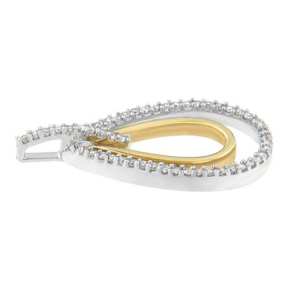 14K Two-Tone Gold Round Cut Diamond Double Burst Pendant Necklace (1/4 cttw, H-I Color, SI2-I1 Clarity) - Bijoux-NYC Direct