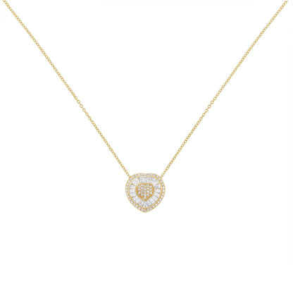 10KT Yellow Gold Diamond Heart Pendant Necklace (1/2 cttw, H-I Color, I1-I2 Clarity) - Bijoux-NYC Direct