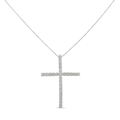 .925 Sterling Silver 1/2 Cttw Brilliant Cut Diamond Miracle-Set Cross 18" Unisex Pendant Necklace (I-J Color, I3 Clarity)