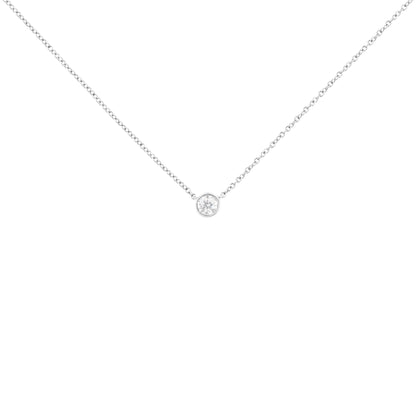 10K Gold 0.25 Carat Diamond Classic Bezel-Set Solitaire Pendant Necklace with 16"-18" Adjustable Chain (H-I Color, SI2-I1 Clarity) - Bijoux-NYC Direct