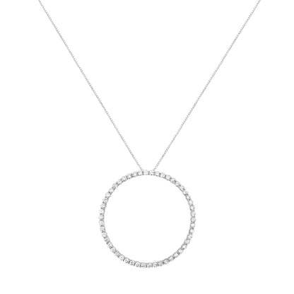 .925 Sterling Silver 4 cttw Prong Set, Round-Cut Diamond Open Circle Hoop 18" Pendant Necklace (J-K Color, I1-I2 Clarity) - Bijoux-NYC Direct