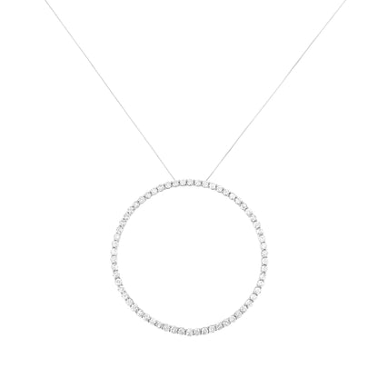 .925 Sterling Silver 5.0 Cttw Prong Set Round-cut Diamond Open Circle Hoop 18" Pendant Necklace (I-J Color, I2-I3 Clarity) - Bijoux-NYC Direct