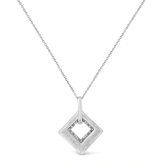 .925 Sterling Silver Pave-Set Diamond Accent Kite Shape 18" Pendant Necklace (I-J Color, I1-I2 Clarity) - Bijoux-NYC Direct