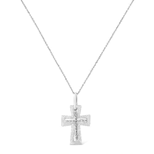 Silver cross pendant necklace on a white background