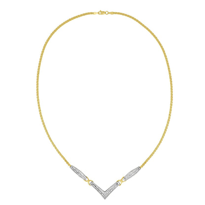 14K Yellow and White Gold 2.0 Cttw Princess Cut Diamond Flared and X-Station V Shaped 18” Franco Chain Statement Necklace (H-I Color, SI2-I1 Clarity) - Bijoux-NYC Direct
