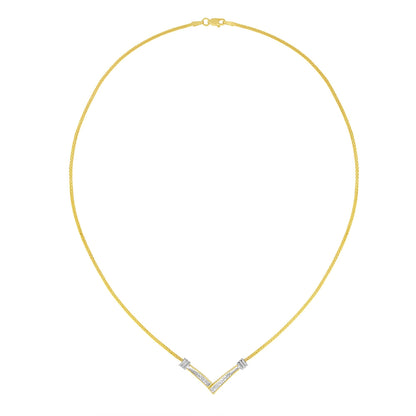 14K Yellow and White Gold 1/4 Cttw Princess Cut Diamond Channel-Set “V” Shape 18" Pendant Necklace (H-I Color, SI2-I1 Clarity) - Bijoux-NYC Direct
