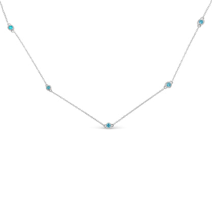 Sterling Silver Treated Diamond By Yard Necklace (1/2 cttw, Blue Color, I2-I3 Clarity) - Bijoux-NYC Direct