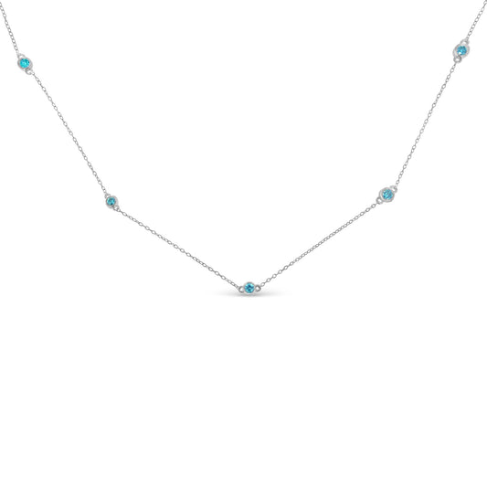 Sterling Silver Treated Diamond By Yard Necklace (1/2 cttw, Blue Color, I2-I3 Clarity) - Bijoux-NYC Direct