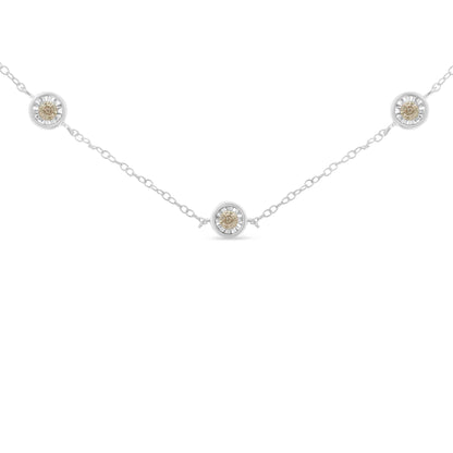 Sterling Silver Diamond Station Necklace (1/2 cttw, I-J Color, I1-I2 Clarity) - Bijoux-NYC Direct