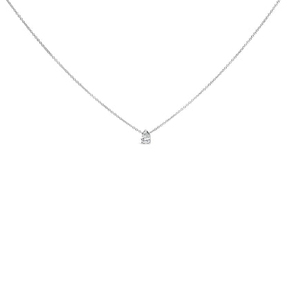 14K White Gold 1/2 Cttw Pear Shape Lab-Grown Diamond 3-Prong Solitaire Pendant Necklace 18 Inch (F-G Color, VS2-SI1 Clarity)