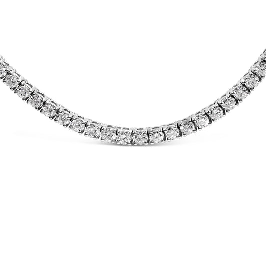 14K White Gold 10 3/4 Cttw Lab Grown Diamond Tennis Necklace