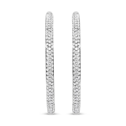 18K White Gold 2.00 Cttw Round-Cut Diamond Inner-Outer Hoop Earrings (F-G Color, VS1-VS2 Clarity) - Bijoux-NYC Direct