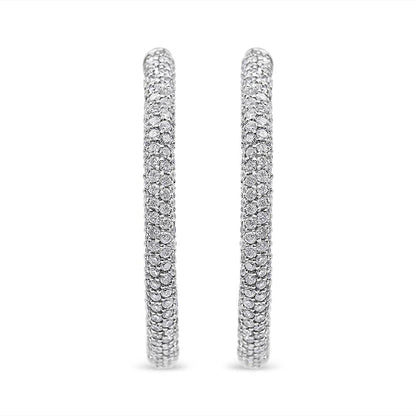 18K White Gold 2 1/3 Cttw Pave Set Diamond Semi Eternity Leverback Hoop Earrings (F-G Color, VS1-VS2 Clarity) - Bijoux-NYC Direct