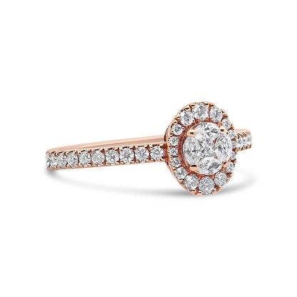 18K Rose Gold 1/2 Cttw Composite Marquise Composite Diamond Oval Shaped Halo Engagement Ring (F-G Color, VS1-VS2 Clarity) - Bijoux-NYC Direct
