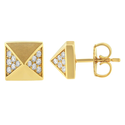 14K Yellow Gold 1/4 Cttw Diamond Pyramid Stud Earring (G-H Color, SI1-SI2 Clarity) - Bijoux-NYC Direct