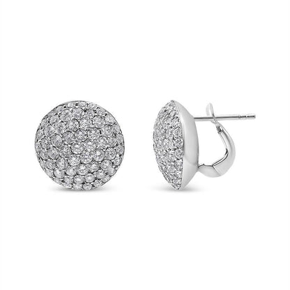 18K White Gold 3 1/2 Cttw Shared Prong Set Diamond Cluster Composite Disc Stud Earrings (F-G Color, VS1-VS2 Clarity) - Bijoux-NYC Direct