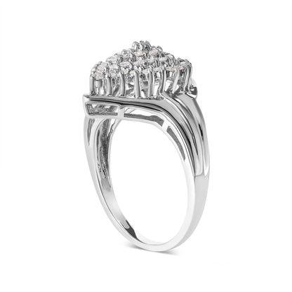10K White Gold 1/2 Cttw Diamond Pear Shaped Cluster Ring (H-I Color, I1-I2 Clarity) - Bijoux-NYC Direct