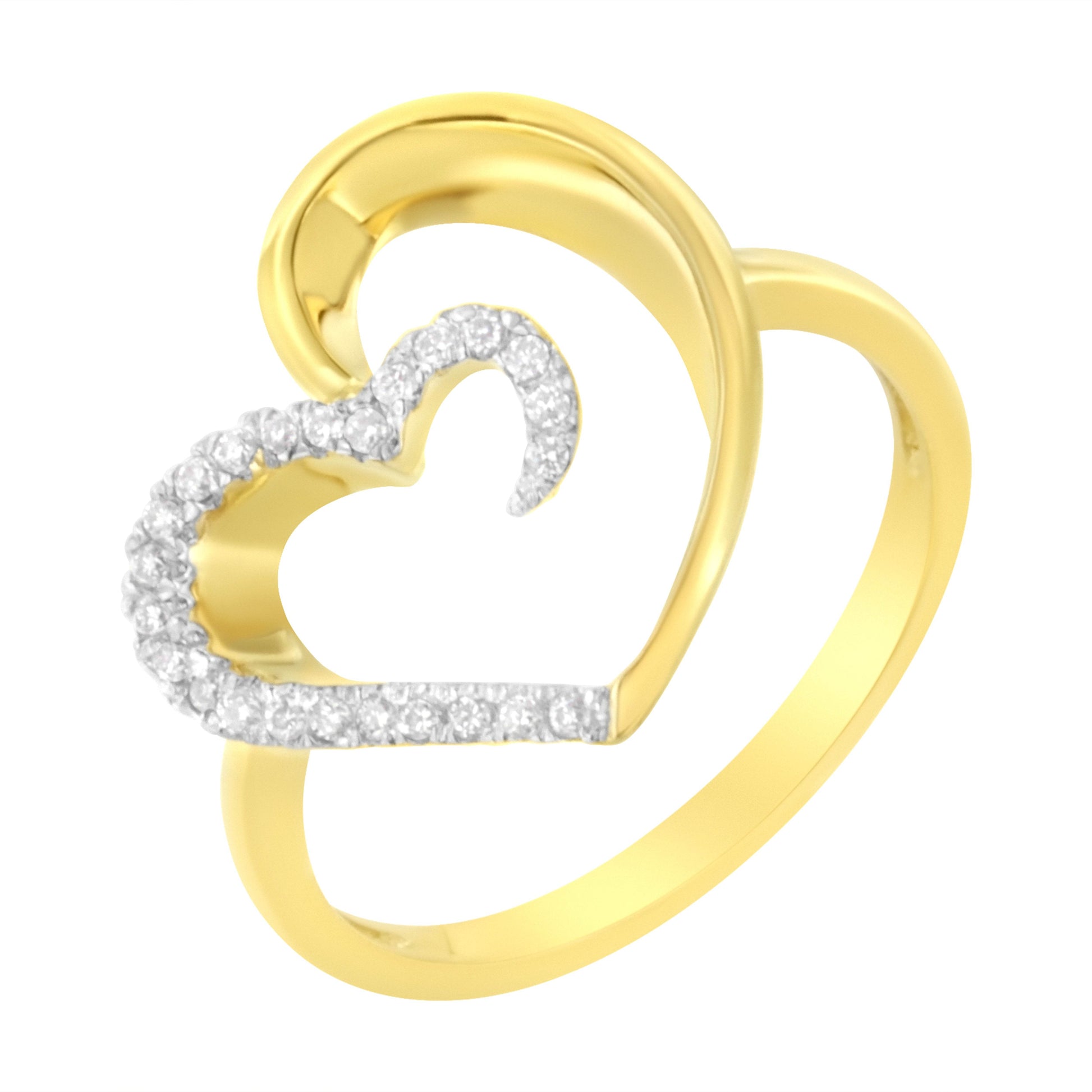 14KT Yellow Gold 1/10 ctw. Diamond Heart Shape Ring (K-L, I1-I2) - Bijoux-NYC Direct