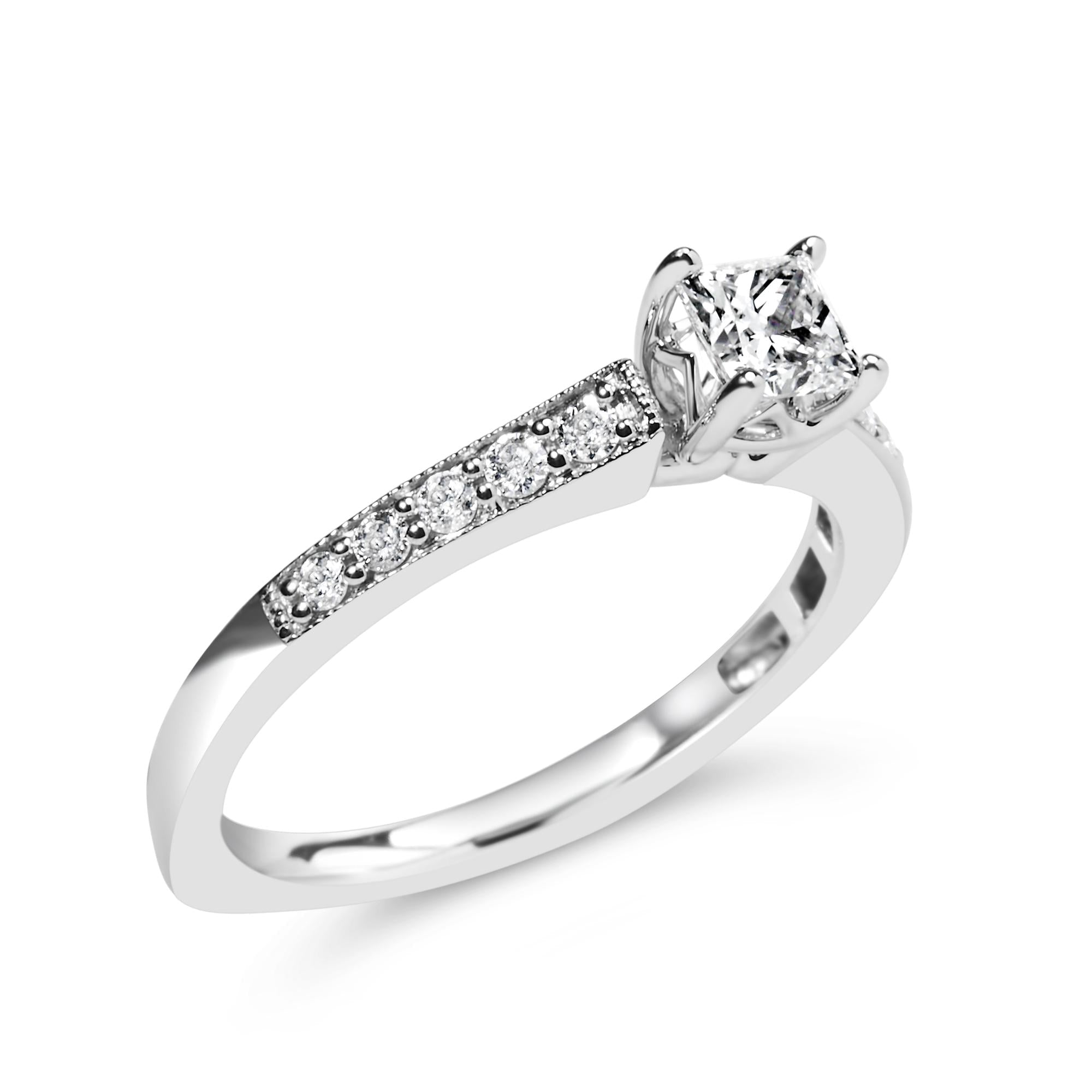 14K White Gold 1/2 Cttw Princess Cut Diamond Engagement Ring (G-H, VS2–SI1) – Size 7