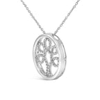 Sterling Silver 1/10 Cttw Diamond Tree of Life Pendant Necklace