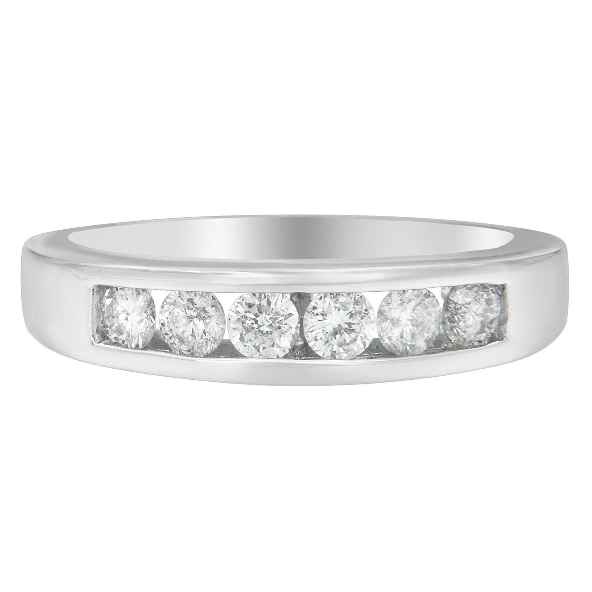 14K White Gold 3/4ct. TDW Diamond Channel Band Ring (H-I, I1-I2) - Bijoux-NYC Direct