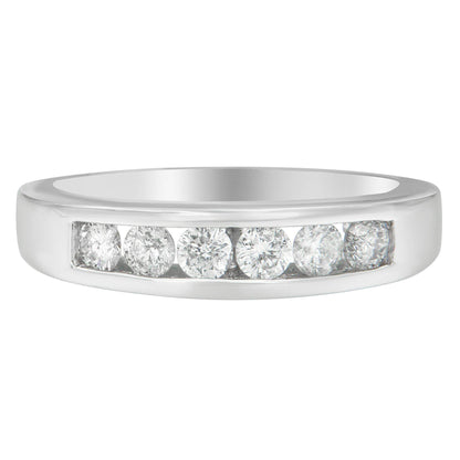 14K White Gold 3/4ct. TDW Diamond Channel Band Ring (H-I, I1-I2) - Bijoux-NYC Direct